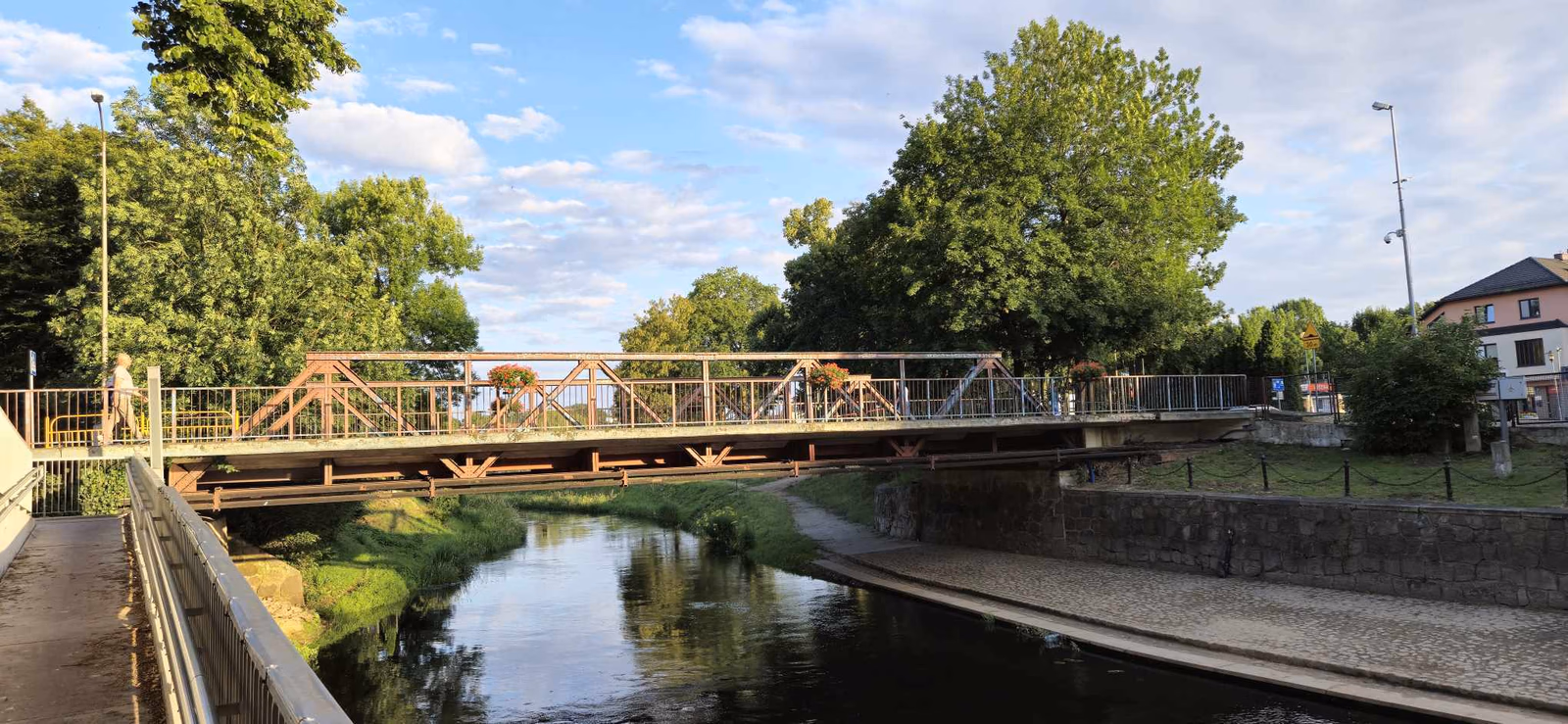 Most i rzeka w tle drzewa