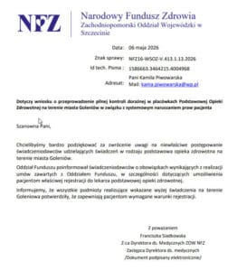 Biurokratyczny mur zamiast opieki. NFZ ignoruje problemy pacjentów w Goleniowie ?